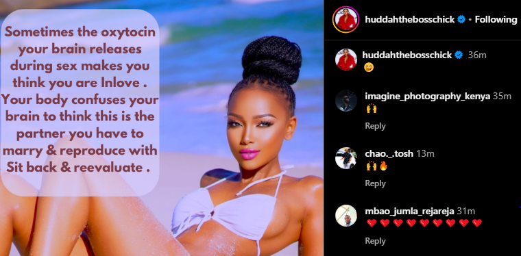 Huddah Monroe Warns Women That Their Brain Can Mistake Lust for Love